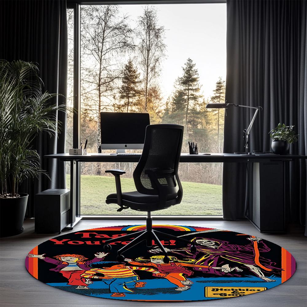 Steven Rhodes Printed Round Rug Carpet Chair Rug Area Rug Entryway Doormats,for Office Chair Living Room Bedroom Kitchen Room.