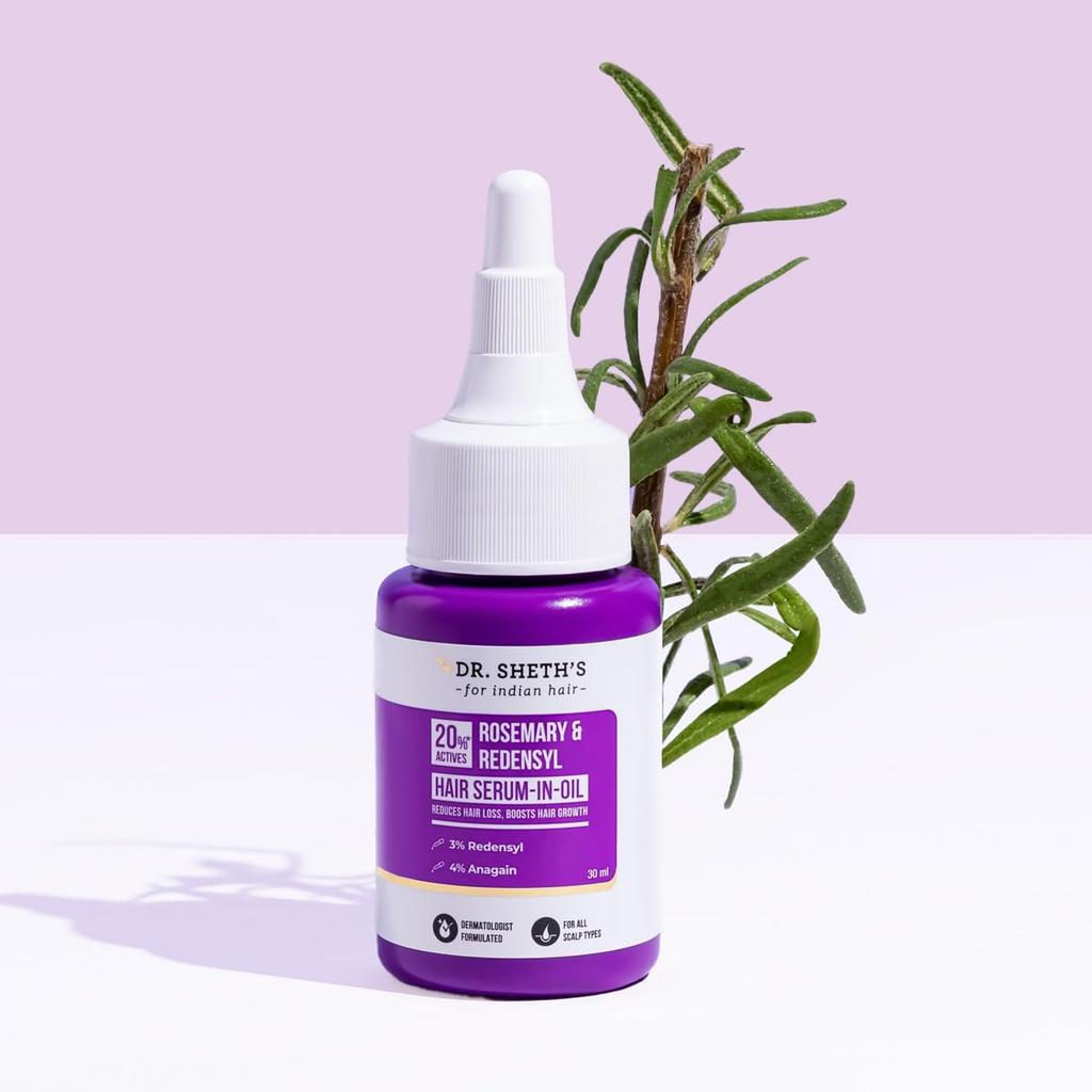 DR. Sheth's Rosmarin & Redensyl Haarserum-in-Öl 30 ml für Männer & Frauen Fördert das Haarwachstum