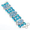 K2 Azurite, Blue Topaz Gemstone Handmade Ethnic 925 Silver Bracelet 7-8" h4L92