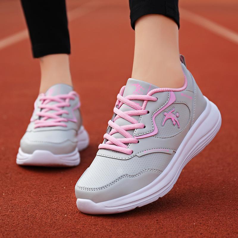 Joni Danlai Sports Women's Shoes Student Feet Soft Leather Surface Waterproof Non-slip Lightweight Women's Running Shoes Spring and Autumn