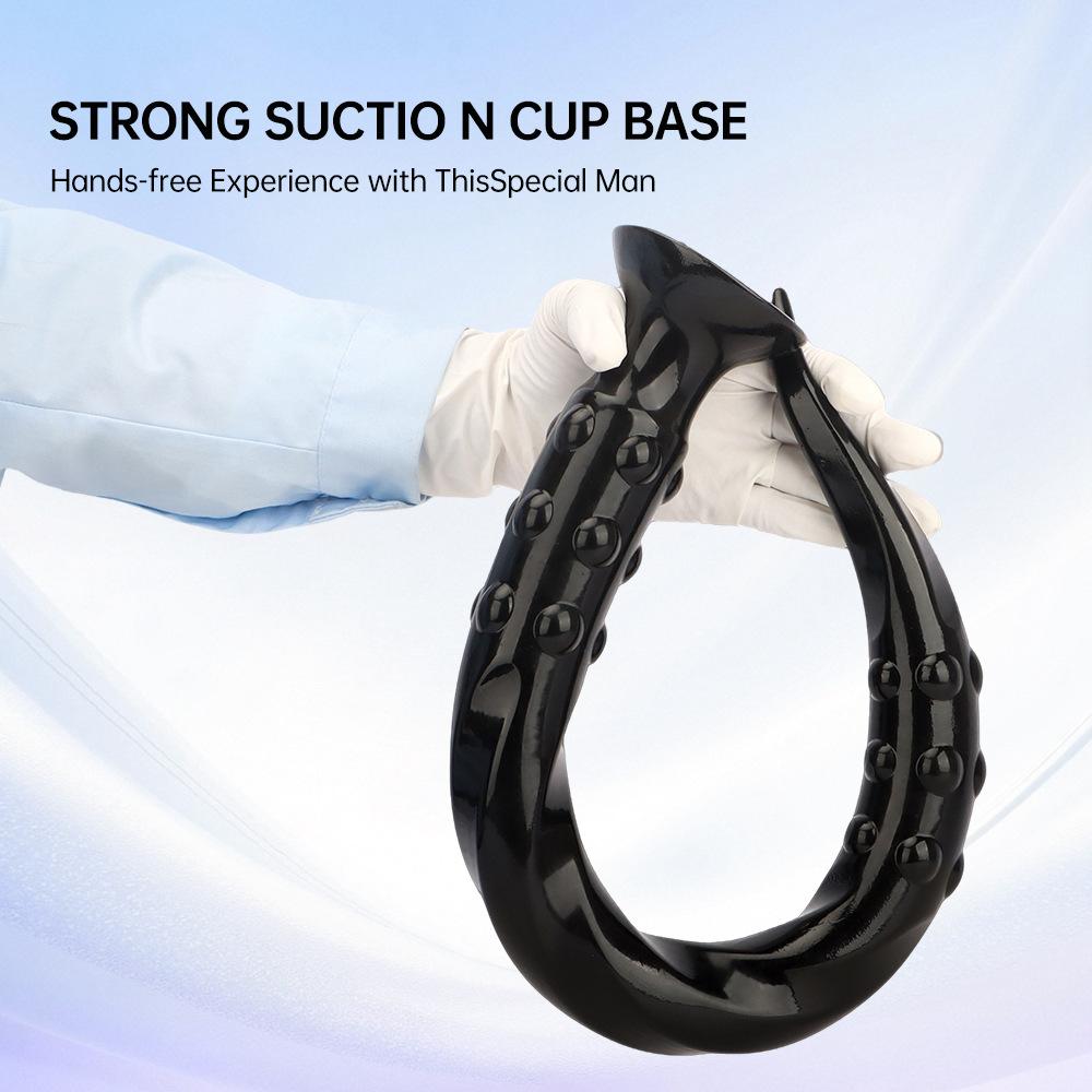 Plug Anal PVC Noir Extra Long Dilatateur Anal Jouet Sexuel Strap-on Pénis Dick Réaliste Grosse Queue Fisting