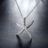 925 Sterling Silver Crystal Big Starfish Decoration Pendants Necklaces Fine Jewelry for Woman Valentine'S Day Gift