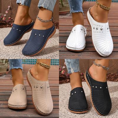 Tamancos Fechados para Mulheres - Mules: Mule e Tamanco Feminino Confortável com Design Floral Esculpido