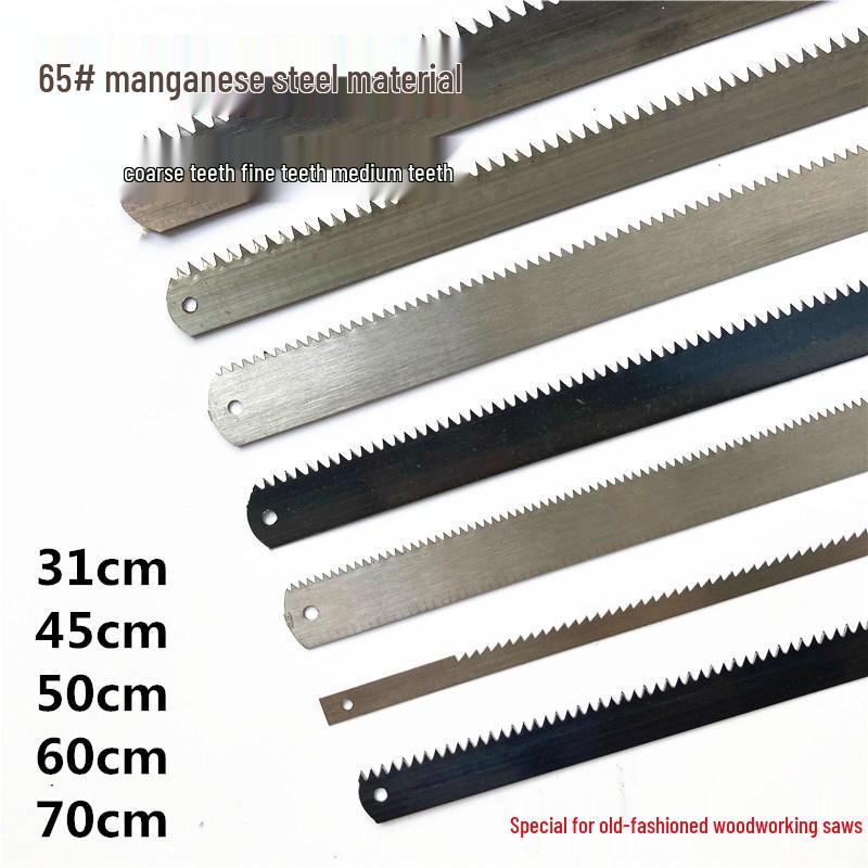 Manganstahl Holzbearbeitungssägeblatt - Grobe & Feine Zähne, Schmale Laubsägeblatt, Handsäge mit Knauf (50cm, 60cm, 70cm)