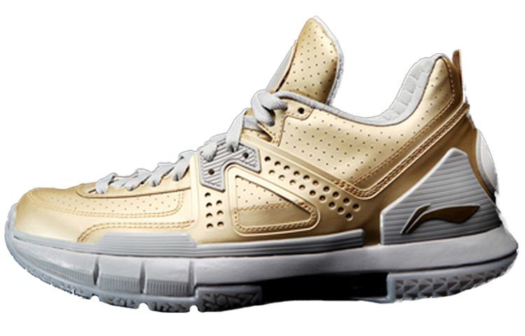 Li Ning WOW 5 Basketball Shoes Men s Low Top Gold ABAM057-4 39.5