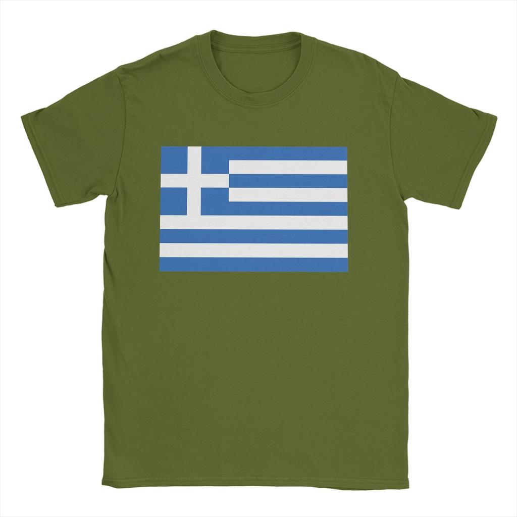 Casual Greek Flag Greece Hellas Hellenic TShirts for Men Round Neck Cotton T Shirt Short Sleeve Tees Classic Clothes