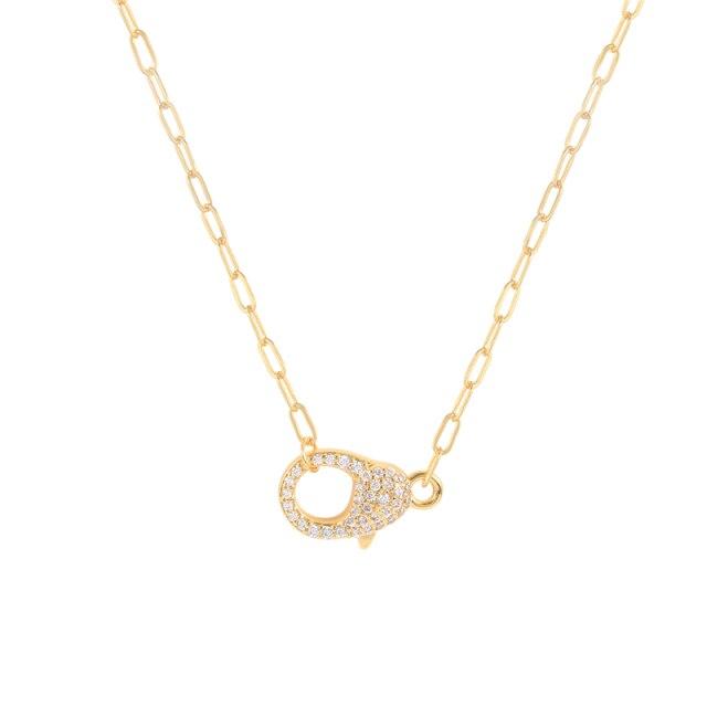 Simple Paper Clip Chain Diamond Necklace Jewelry Women Evil Eye Pendant Necklace  Trendy Gold Chain Collares Bijoux