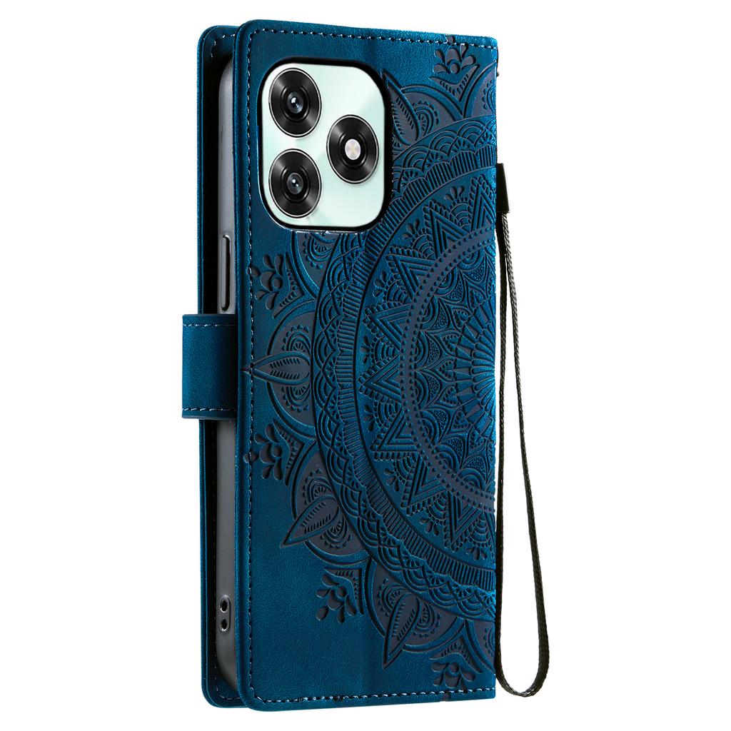 Phone Case For Honor Play10A 4G / X5c Plus 4G / X5c 4G Imprinted Totem Skin Feel Wallet Leather Phone Cover with Hand Strap