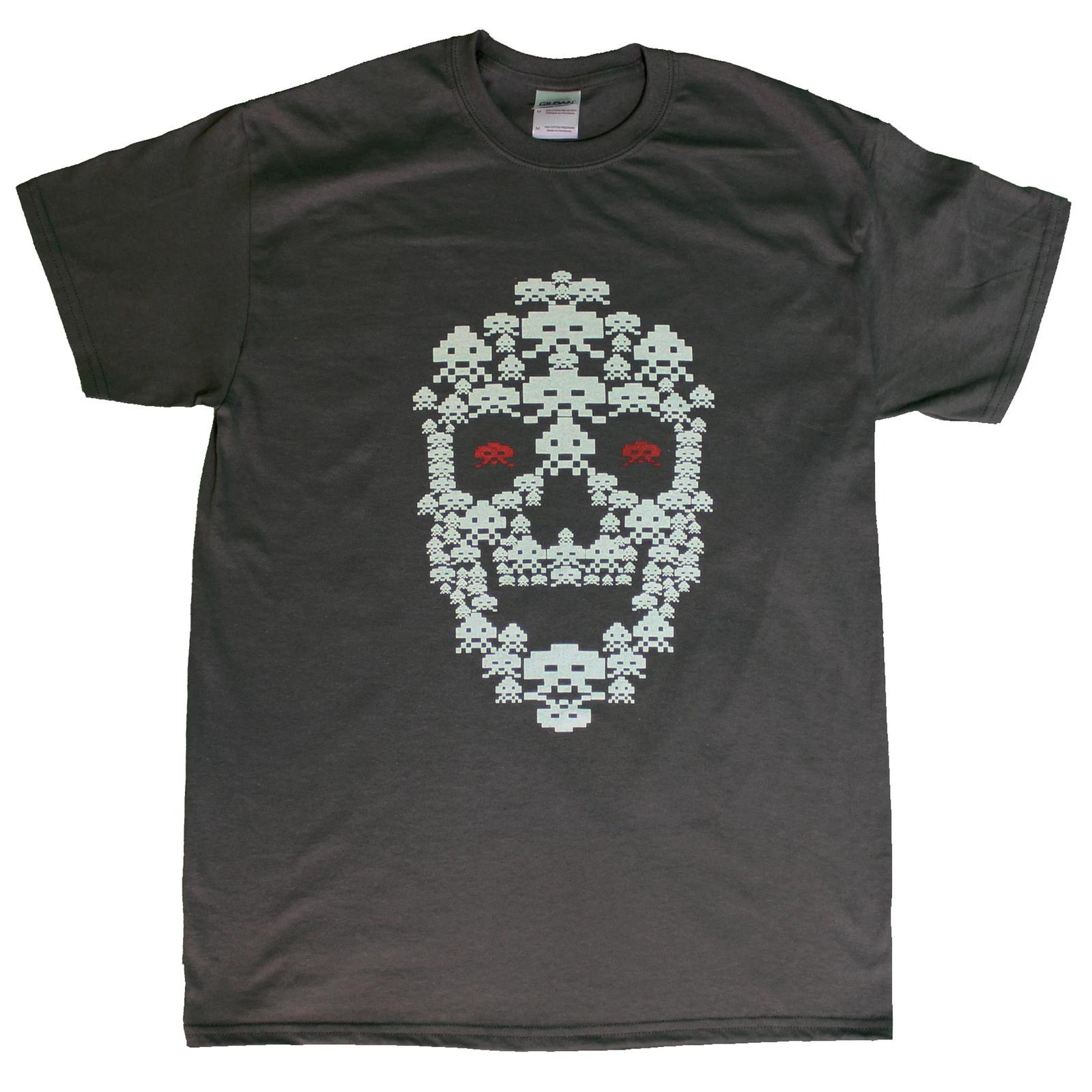 Skull Space Invader Dark Grey T shirt 4XL