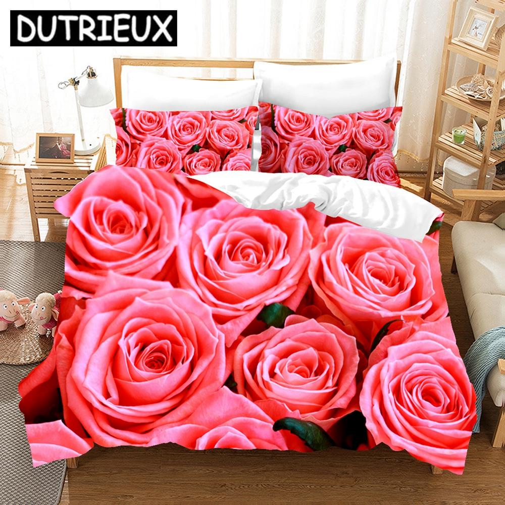 Flower Red Rose Bedding Set Romantic Gift 3d Duvet Cover Set Comforter Bed Linen Twin Queen King Single Size Dropshipping Modern