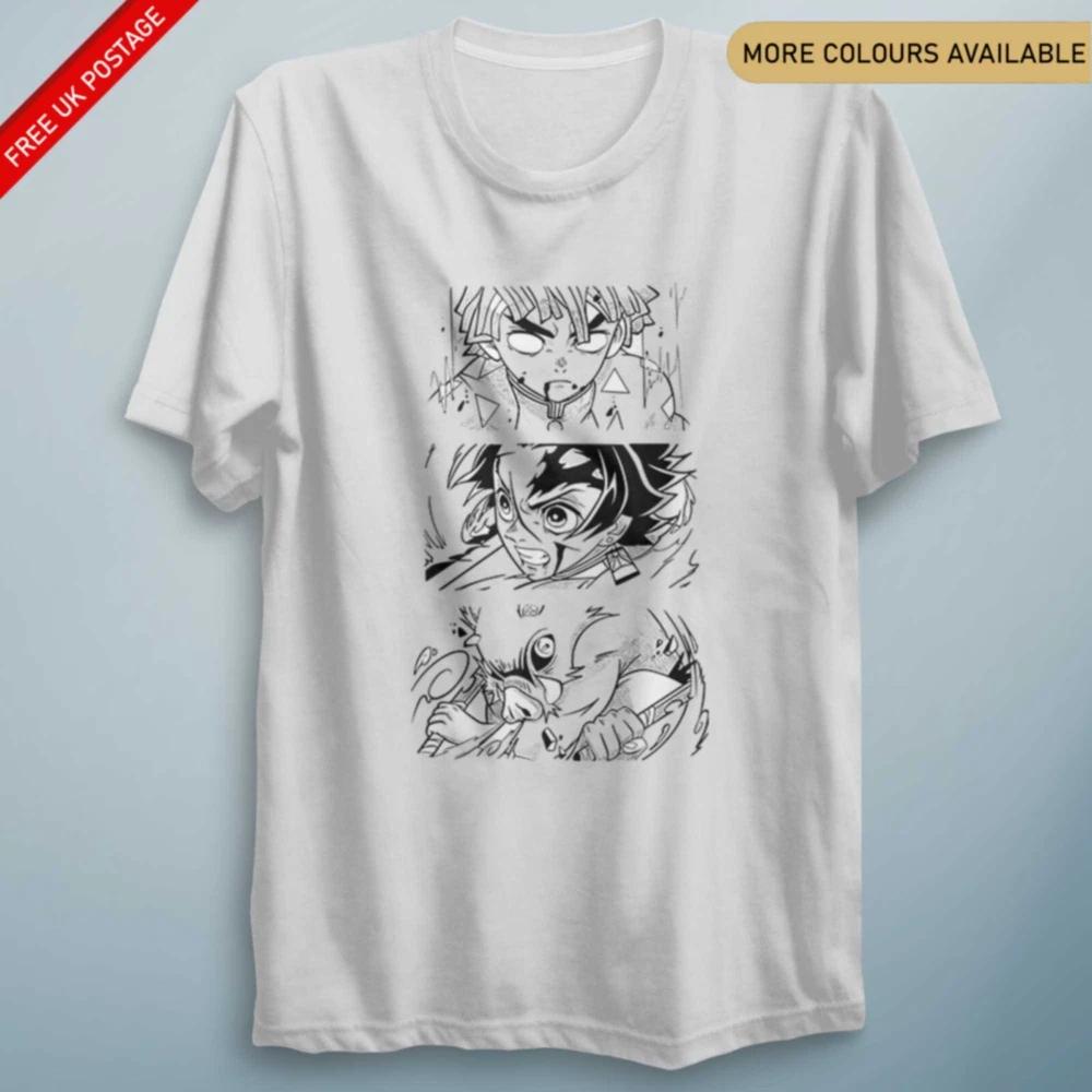Demoon Slay Tannjiro Zennitsu Innosuke Comic Strip Anime T Shirt Gift Unisex