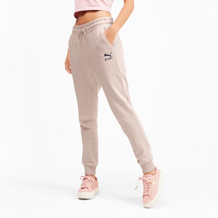 Puma Logo Print Lässige Sporthose mit Bündchen Damen Hose Rosa 595701-23
