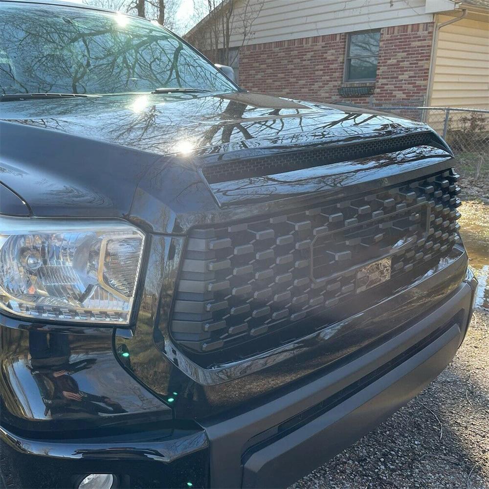 Glossy Black Front Upper Hood Bulge Molding Grille Trim For 14-21 Toyota Tundra