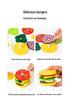 Wooden Play Food Set: Hamburger, Fries, Sandwich, and Kitchen Utensils for Kids