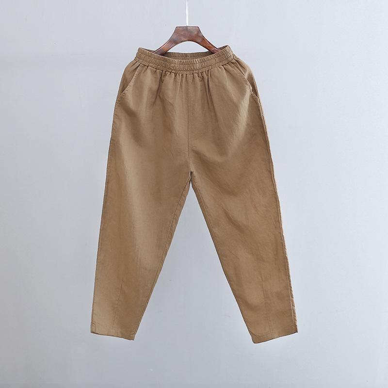 Autumn 2025 Women's Cotton-Linen Slimming Harem Pants - Versatile, Lightweight, Seven-Point Carrot Style