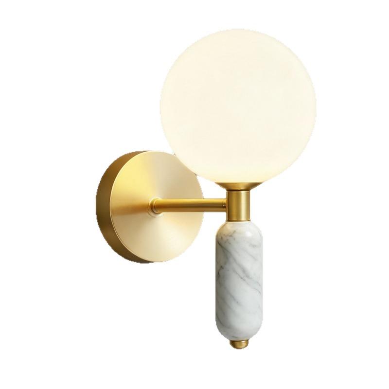 European Modern Minimalist LED Copper Wall Lamp Marble Living Room Dining Room Bar Bedroom Bedside Lamp Decorative Lighting