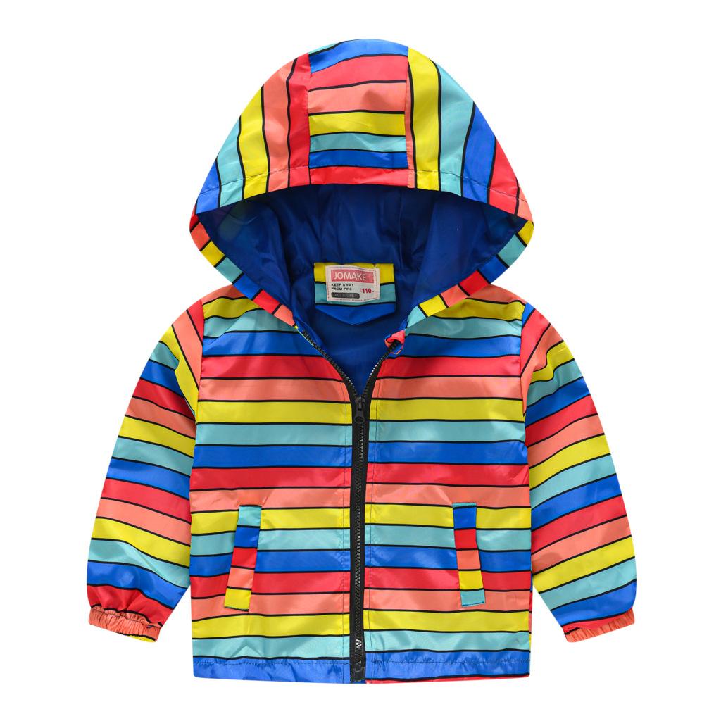 Toddler Kids Cartoon Print Hooded Jacket Boys Girls Lightweight Windproof Zip Up Casual Outerwear Coat