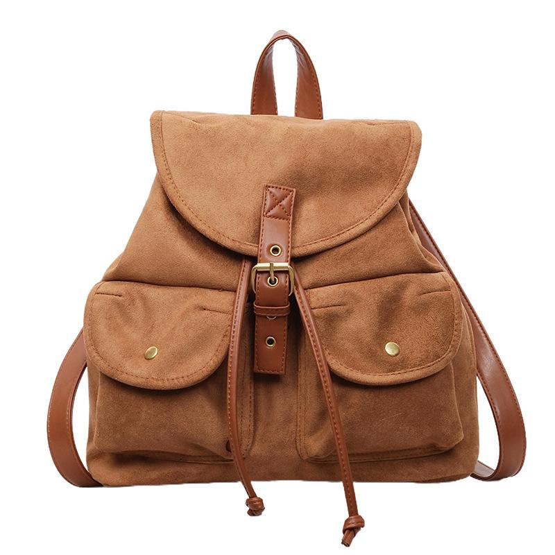 Commuting Retro Suede Women's Backpack, New Trendy and Casual Versatile Backpack, Travel Backpack