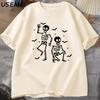Halloween Skeleton Candy T Shirt Funny Spooky Season Graphic T Shirts Dark Humor Tee Casual Cotton Short Sleeve Round Neck Top