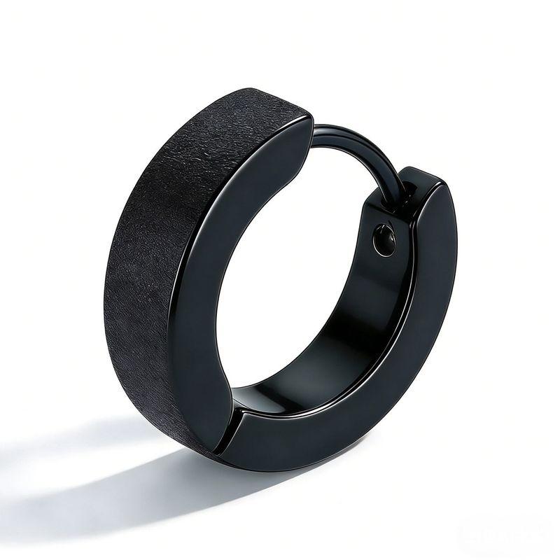 

European and American Street Hipster Personalized Men s Fashion Large Earrings Black 20mm Single