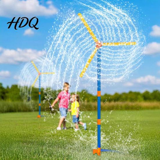Schnellkupplungs-Schlauchsprinkler 55" Windmühlen-Wasser für Kinder 360 Grad drehendes Spritzspielzeug mit werkzeugloser Montage 3 Flügel Außenbereich Hinterhof