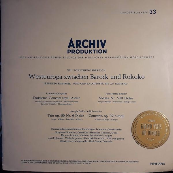 

LP Record FRANOIS COUPERIN JEANMARIE LECL Troisieme Concert Royal Adur Son 14148APM Archiv Produkti 1961 Germany Classical Used