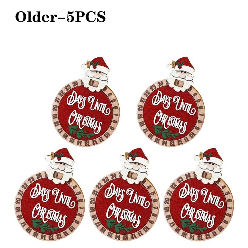 1-5PCS Christmas Countdown Hanging Ornament Santa Claus Tree Decoration Holiday Party Home Decor for Festive Celebration