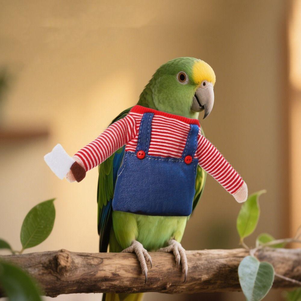 Breathable Birds Cosplay Outfit Stripe Pet Dressing Up Funny Parrot Role-playing Clothes Pet Party