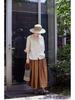 Women's Retro Cotton-Linen Elastic Waist Pleated Skirt - Summer 2023