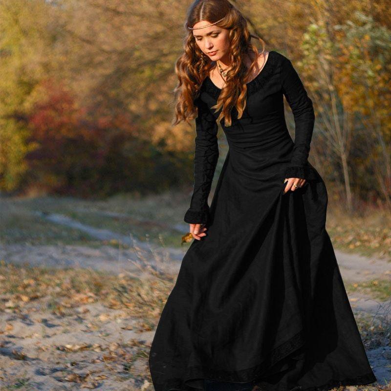 Dress Womens Medieval Long Sleeve Gothic Dresses Halloween Costume Cosplay