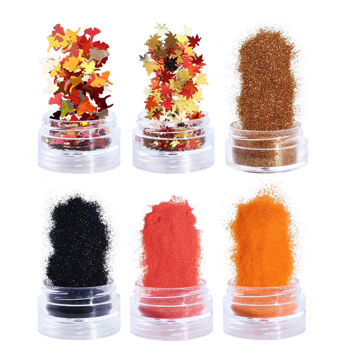 

6 шт. блестящий золотой кленовый лист, блестящая пудра для ногтей, осенний дизайн, украшения, аксессуары, осенние принадлежности для ногтей для профессионалов