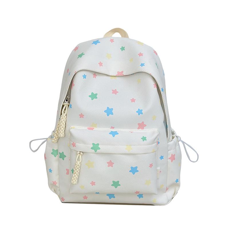 College Style Schoolbag Junior High School Girls Girl Heart Stars Large Capacity Simple Versatile High Value Backpack Tide