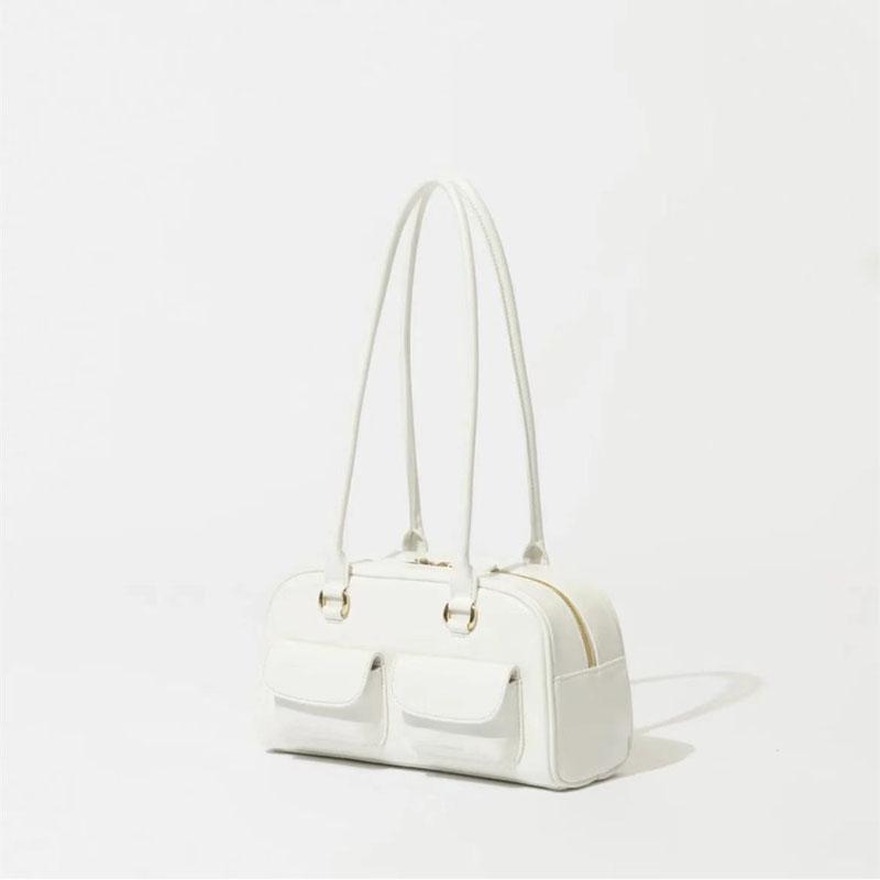 Korean Version New Vintage Candy Color Bag Female Niche Single Shoulder Underarm Patent Leather Pack Simple Chic Cool Handbag