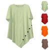 Women's Color Casual Short-sleeved T-shirt With Decorative Buttons