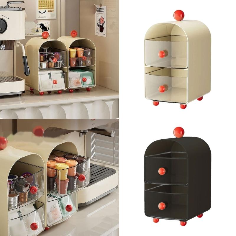 Contemporary Plastic Desktop Coffee Organiser Corner Teas Bag Holder Office Table Drawer Storage Box with Compartments