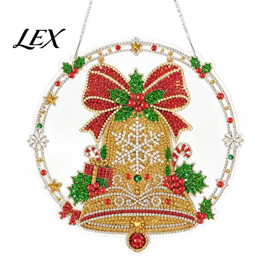 Festive Tree Ornament Crafting Christmas Rhinestone Painting Suncatcher Kit, DIY Faux Pearl Art Xmas Crafts for Adults Beginner, Acrylic Decorative