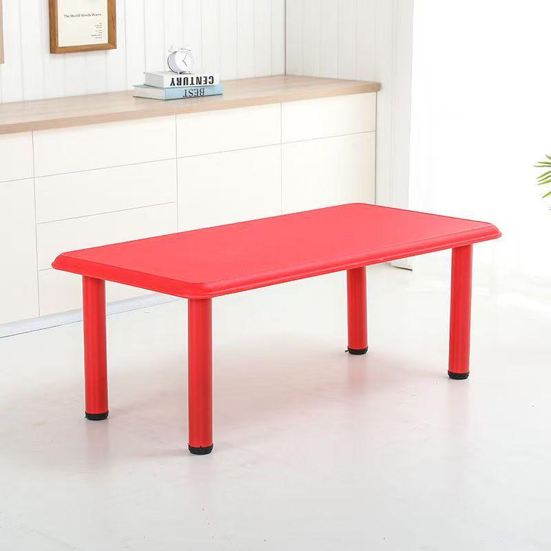 Children's Rectangular Plastic Learning Table & Chair Set with Building Block Surface