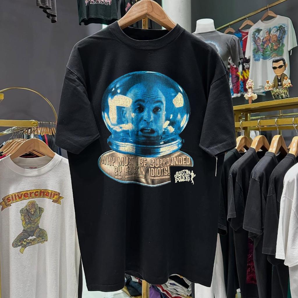 90er Verdammt Idioten Club Dr. Böse Austin Powers Gealtertes T-Shirt Schwarz M