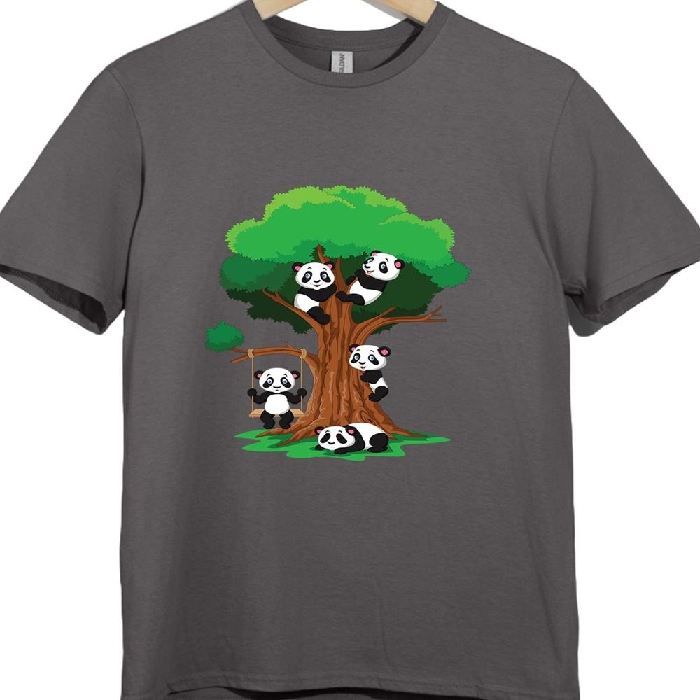 Panda T Shirt Cute Cartoon Animal Tree Graphic Playful Panda Design Tee