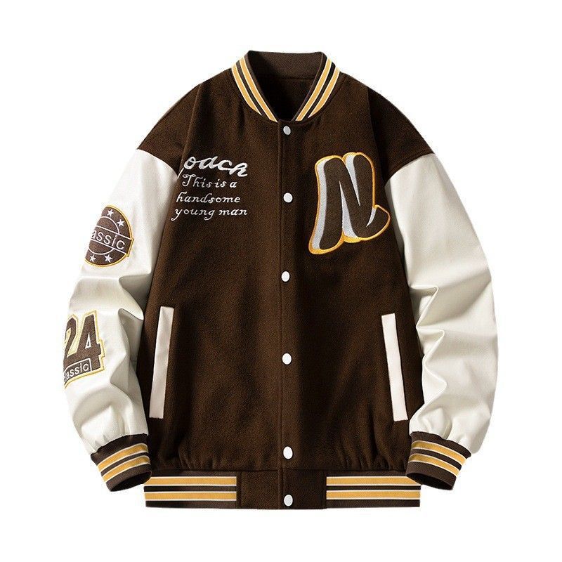 Jacket Men's Spring and Autumn Couple Wear Loose Baseball Uniform American Retro Trend Embroidery Clip Gram Boy