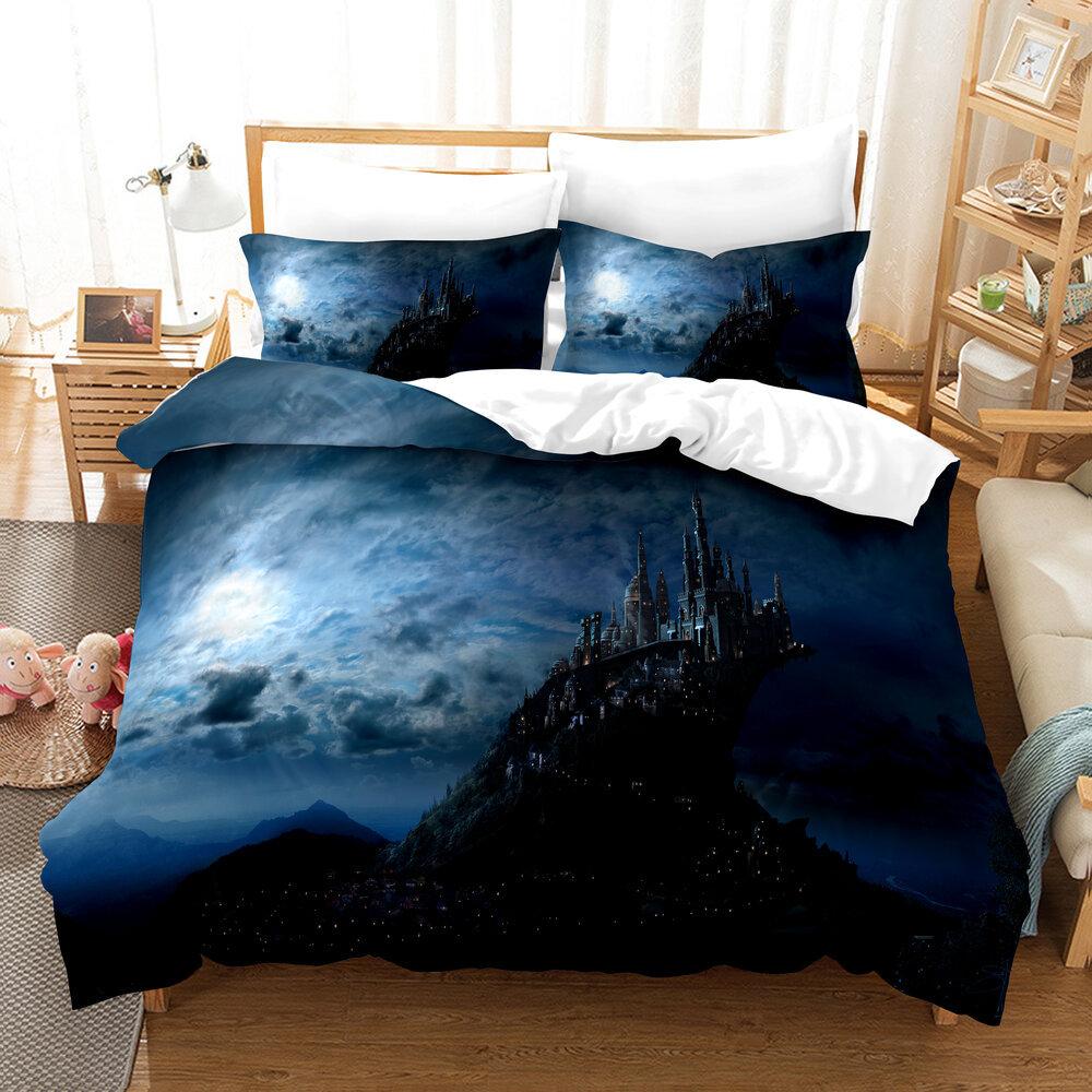 Dream Landscape 3D Digital Printing Three-Piece Quilt Cover Sheet Kit