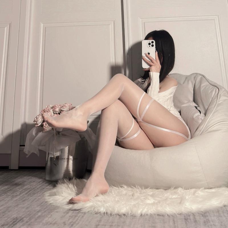 

Сексуальные чулки чистое желание ветер белый шелк кольцо для ноги подвязка интегрированные носки женские чистое желание контрастный цвет кружево выше колена One size белый