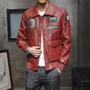 Giacca da uomo in pelle PU Giacca da moto da uomo con bavero ricamato Giacca in pelle casual di tendenza da uomo per primavera e autunno