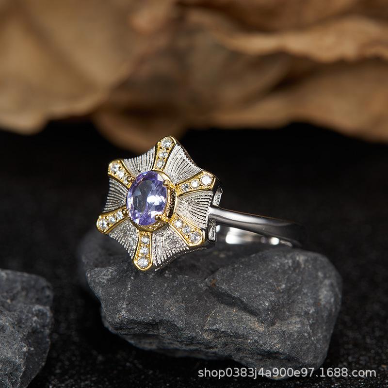 Premium S925 Sterling Silver Natural Gemstone Colored Treasure Stud Earrings Color Separation Does Not Fade Jewelry