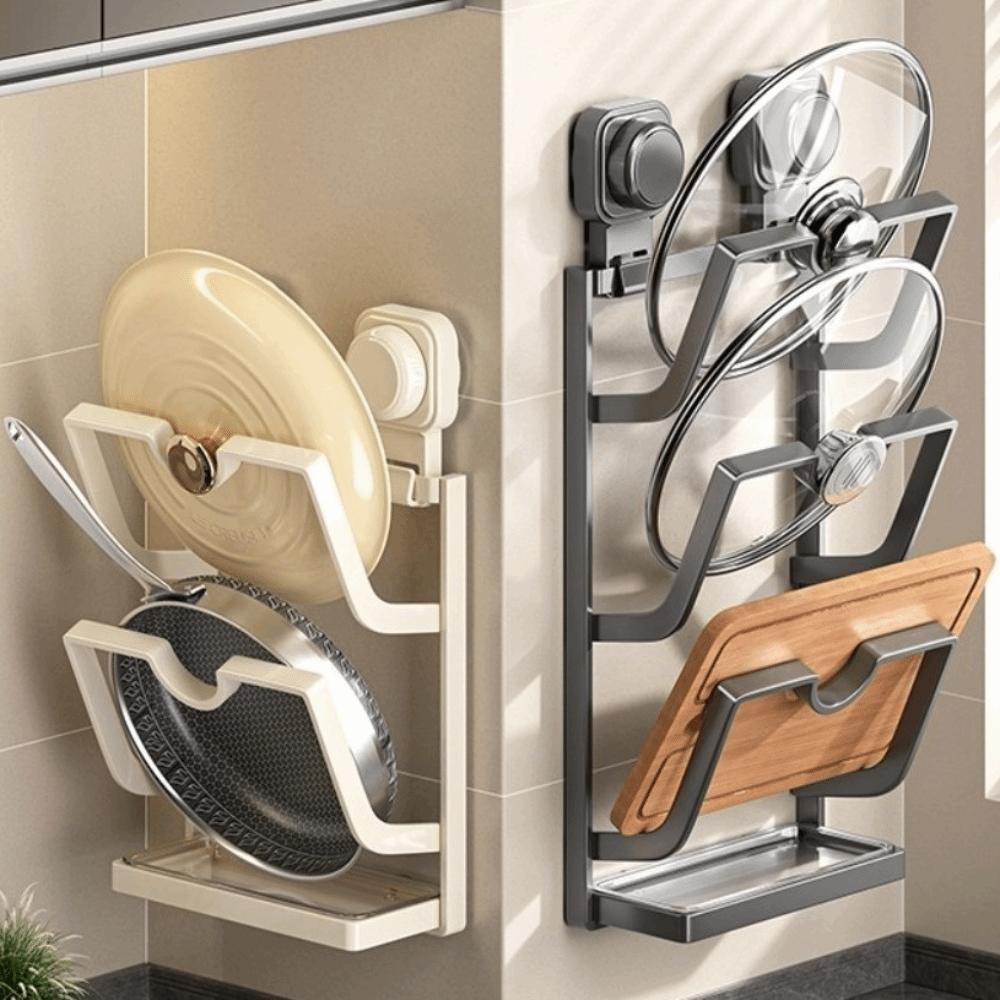 Carbon Steel Suction Cup Pot Lid Rack Cookware Storage Cutting Board Storage Home