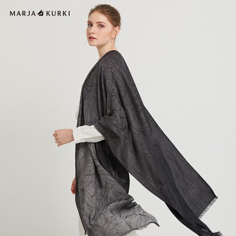MARJA KURKI Wool Silk Blend Winter Shawl Scarf