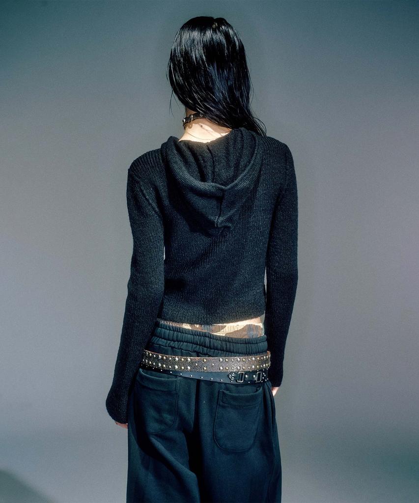 Beikeonteuakaibeu Kanna Buckle Hoodie Cardigan Black