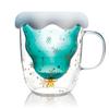 Double Layer Insulated Christmas Cup with Lid Coffee Cup High Borosilicate Glass Cup Wholesale with Handle Glass Decorative Cup