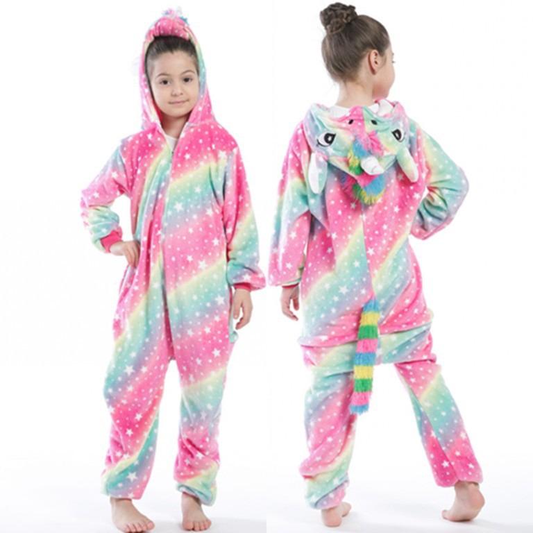 Rainbow Stars Pegasus Unicorn Flannel Onesie Pajamas for Couples