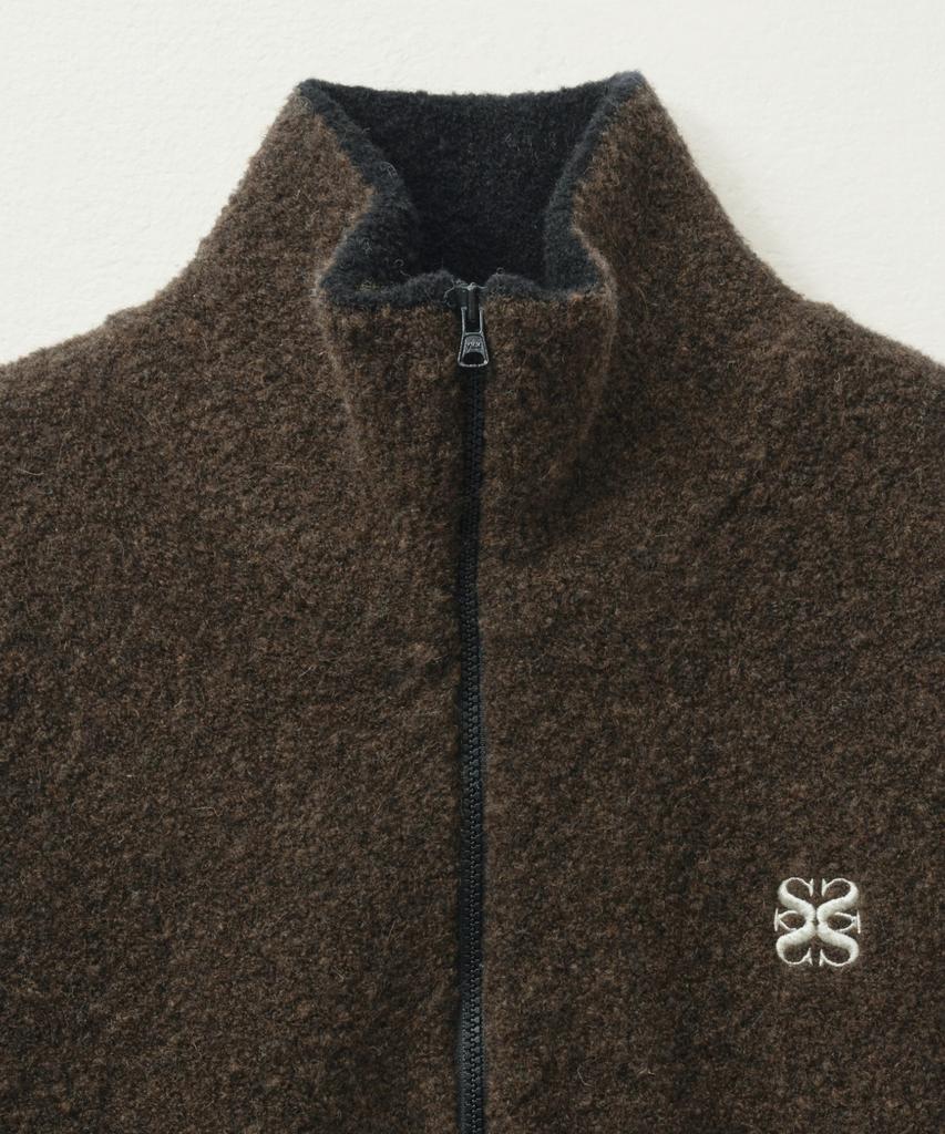 Seteo (W) Crop Half Neck Fleece Knit Zip-Up Brown